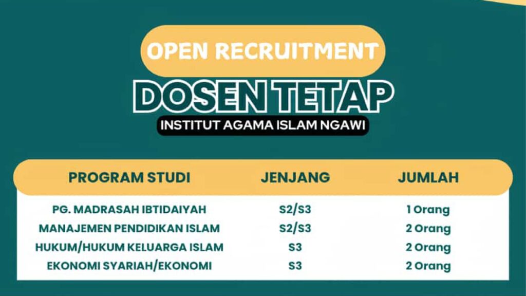 Open Recruitment Dosen Tetap Institut Agama Islam Ngawi